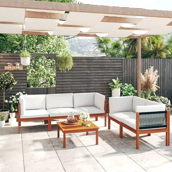 6-Piece Acacia Wood Garden Lounge Set with Cushions, Outdoor Patio Furniture for Relaxation - Photo 1