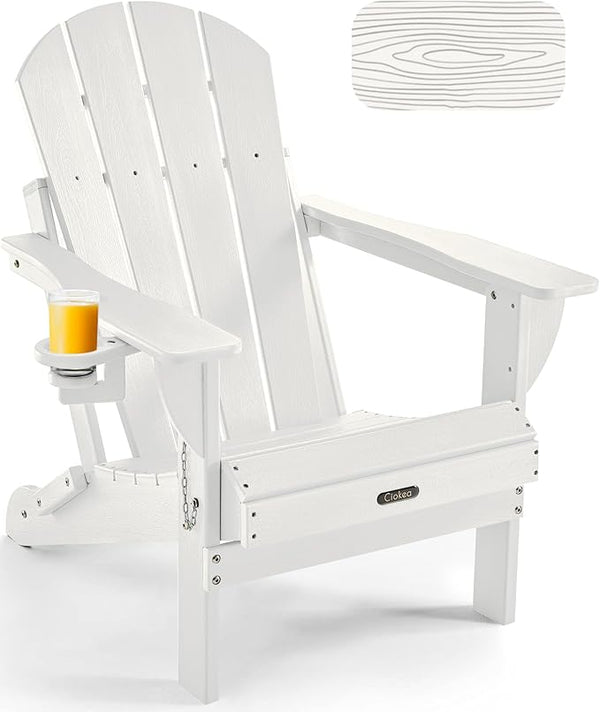 Ciokea Folding Adirondack Chair Wood Texture, Patio Adirondack Chair Weather Resistant - Photo 1