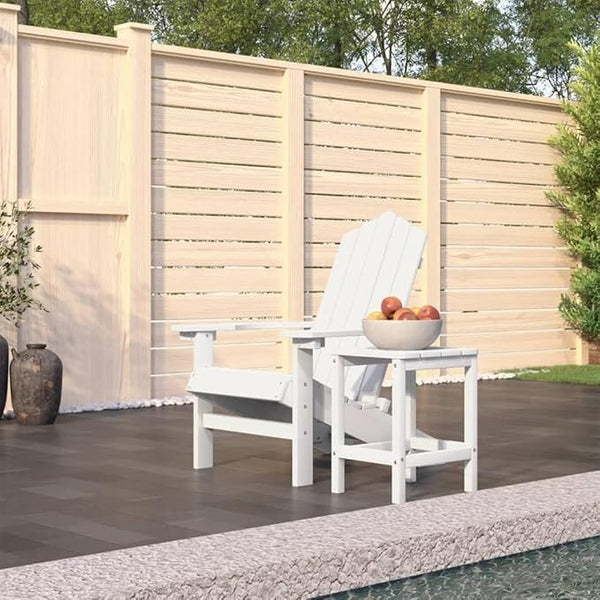 Patio Adirondack Chair with Table HDPE White Outdoor Chairs Furniture Outdoor Patio Furniture Set Suitable for Poolside - Photo 1