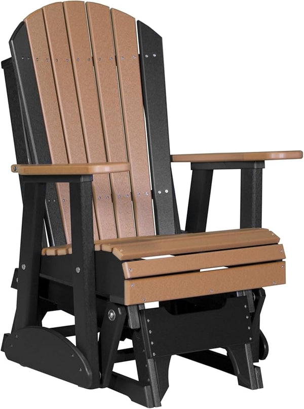 LuxCraft 2' Adirondack Glider Chair, Outdoor Patio Rocking Glider, Gliding Rocker for Outside (Cedar & Black) - Photo 1