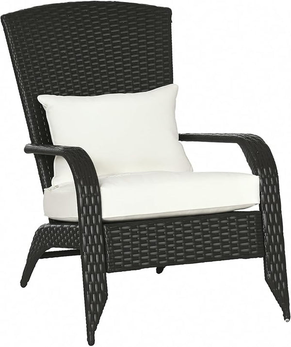 Outsunny Patio Wicker Adirondack Chair, Outdoor All-Weather Rattan Fire Pit Chair w/Soft Cushions - Photo 1