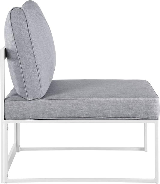 Modway Fortuna Aluminum Outdoor Patio Armless Chair in White Gray