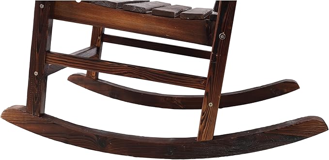Oversized Wooden Rocking Chair for Porch & Patio 330lbs Capacity Wood Rocker with Wide Seat High Backrest & Armrests Outdoor Indoor Chair for Garden, Balcony, Living Room, Brown