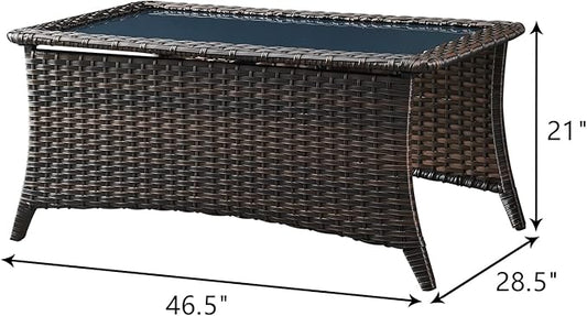 HUMMUH Outdoor Furniture 6 Pieces Patio Furniture Set Wicker Outdoor Sectional Sofa with 2 Patio Chairs,Ottomans,Coffee Table…