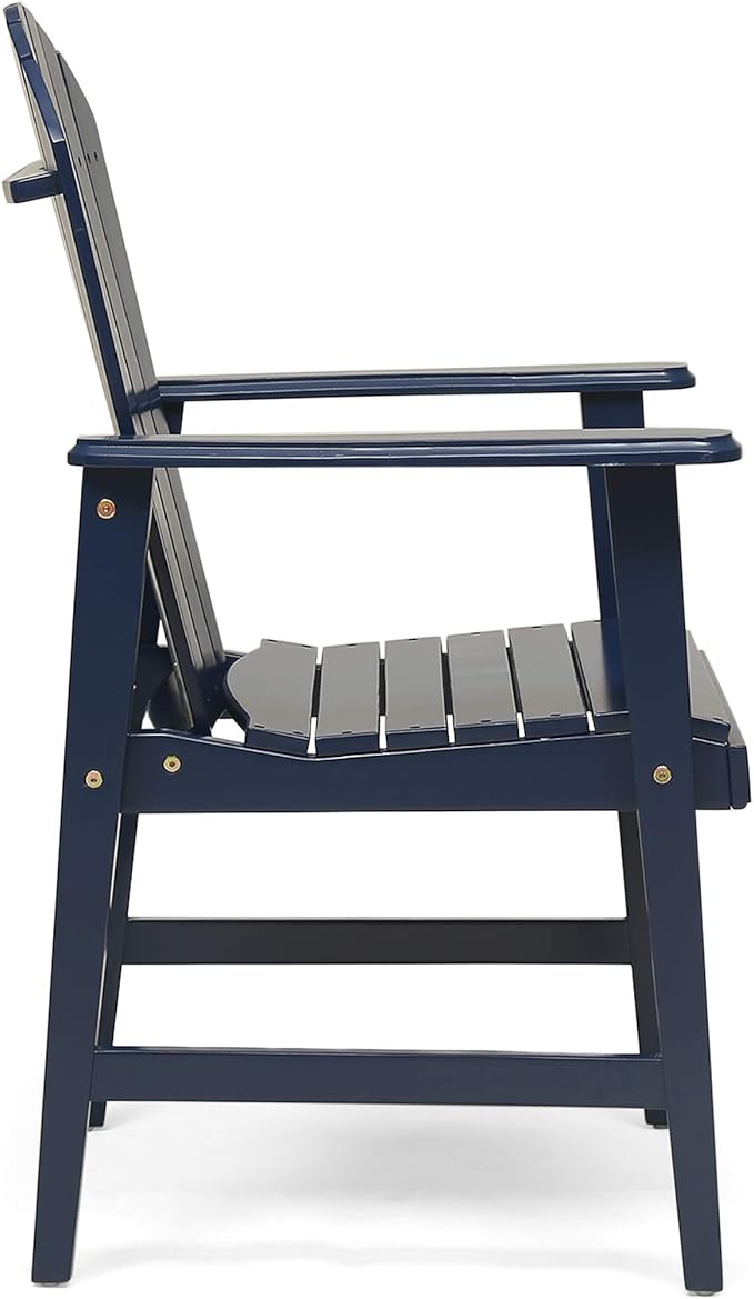 Outdoor Weather Resistant Acacia Wood Adirondack Dining Chairs (Set of 2), Blue Navy Finish