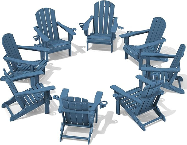 SERWALL Folding Adirondack Chair, HDPE Adirondack Chairs Set of 8 - Photo 1