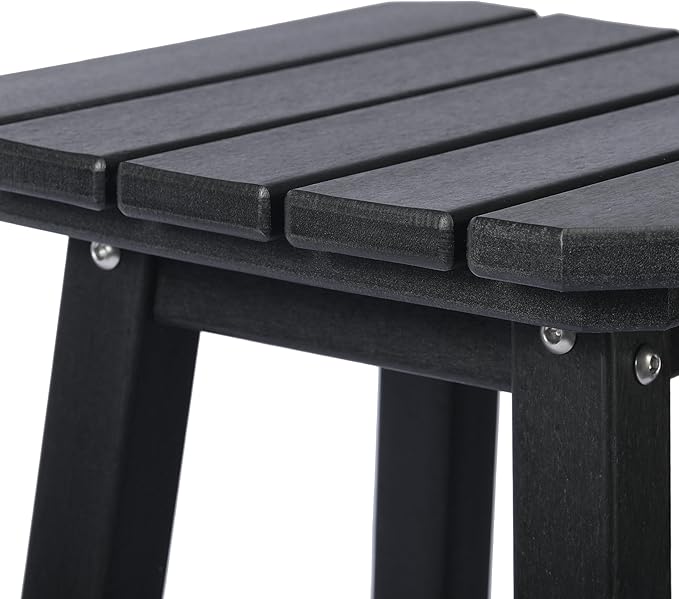 Costaelm 24" Height Outdoor Bar Stools, All-Weather Bar Stools, Adirondack Poly Patio Square Bar Stool for Patio, Deck, Kitchen Counter and Garden, Black
