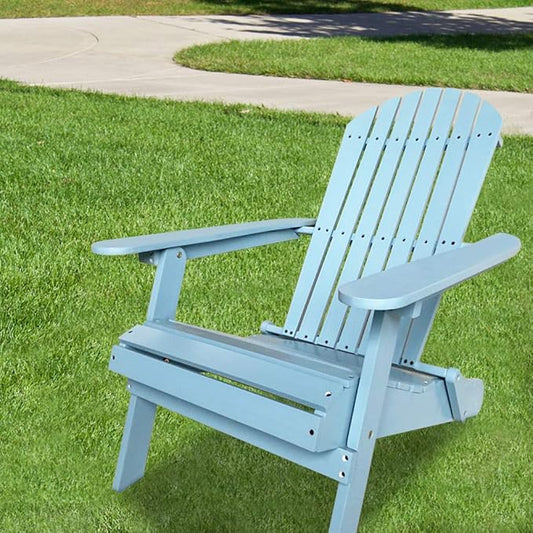 FDW Lawn Folding Adirondack Outdoor Patio Seating Fire Pit Wood Chairs for Adults Yard Garden w/Natural Finish, 27.7"D x 39"W x 32.5"H, Turquoise