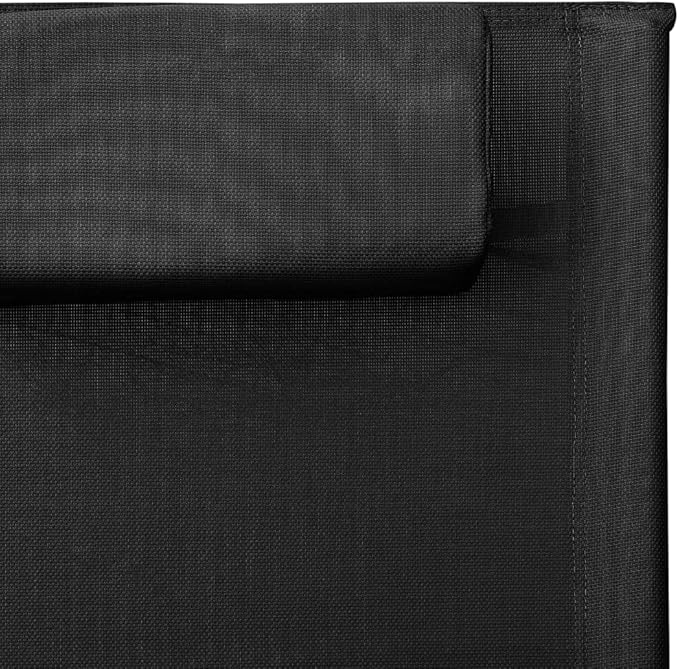Black Gray Folding Sun Lounger 62 x 26.4 in Textilene Outdoor Chaise Lounge for Patio Poolside Beach Deck Use
