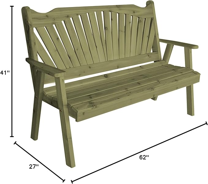 Furniture Barn USA Pine 5' Fanback Garden Bench, Linden Leaf Stain
