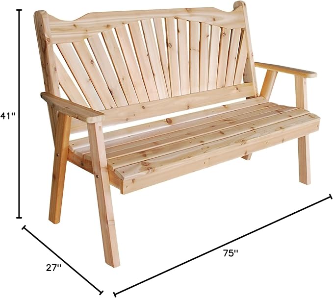 Furniture Barn USA Pine 6' Fanback Garden Bench, Unfinished