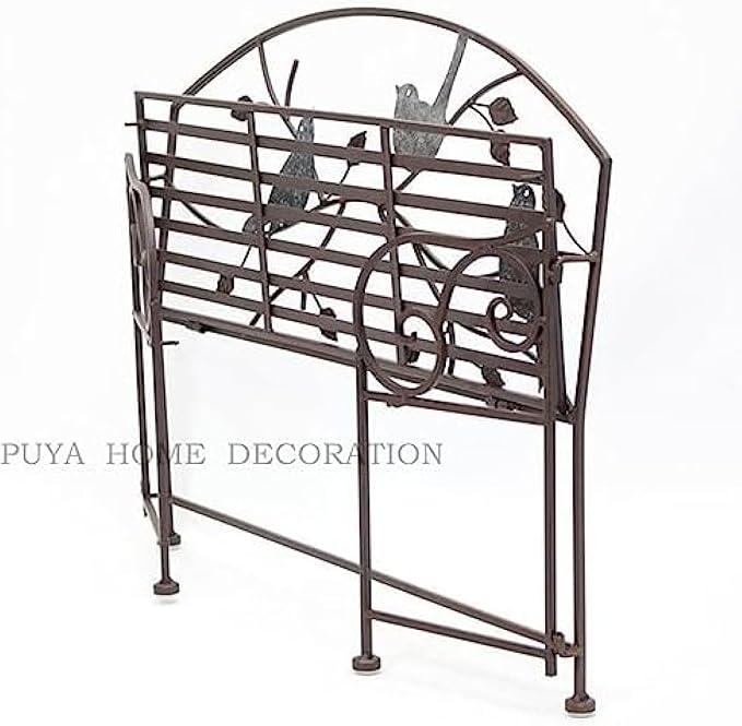 Outdoor Wrought Iron Patio Garden Bench, Vintage Decor Bird-Shaped Patio Balcony Metal Kids Bench Multipurpose Planter, Weatherproof Porch Chair, Lightweight