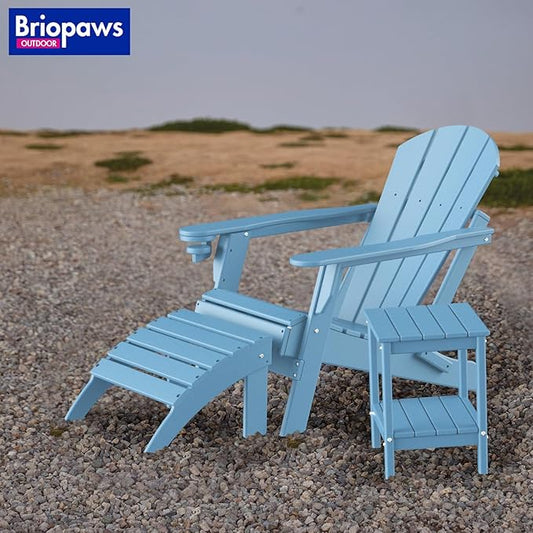 BRIOPAWS Adirondack Ottomans | Folding | Set of 2 | HDPE Plastic | Arctic Outdoor Foot Rest | All Weather | Patio Footrest for Adirondack Chair | Foot Stool for Deck Porch | 19.7W x 18.5L x 13H Inch