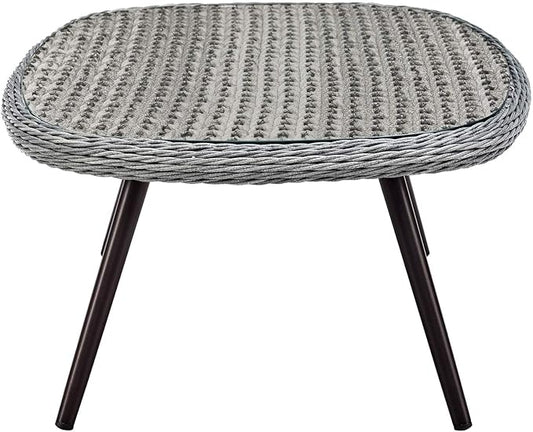 Modway Endeavor Wicker Rattan Aluminum Glass Outdoor Patio Coffee Table in Gray