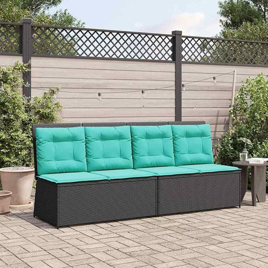 vidaXL Garden Bench Black Poly Rattan, Alfresco Bench, Stylish Outdoor Lounger, Tough Patio Seat, Chill Spot for Your Garden