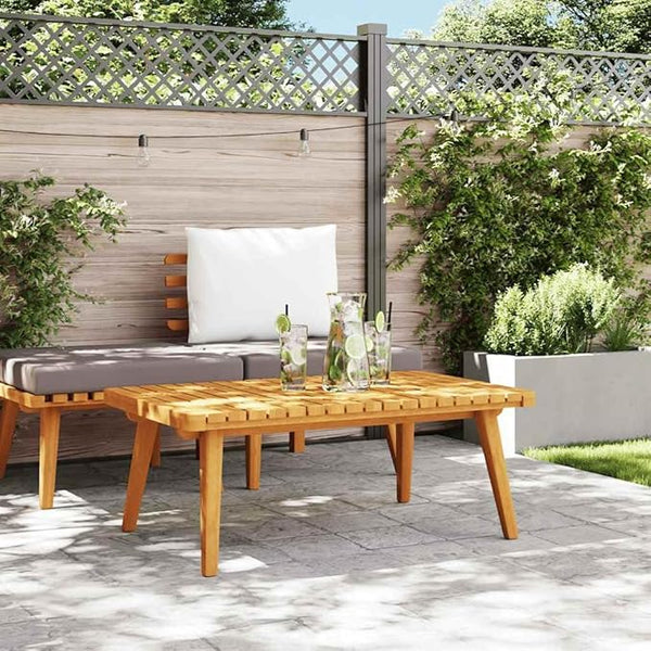 Garden Coffee Table Golden Brown Solid Acacia Wood Outdoor Furniture with Slatted Top Durable Construction for Patio - Photo 1