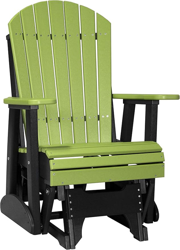 LuxCraft 2' Adirondack Glider Chair, Outdoor Patio Rocking Glider, Gliding Rocker for Outside (Lime Green & Black) - Photo 1