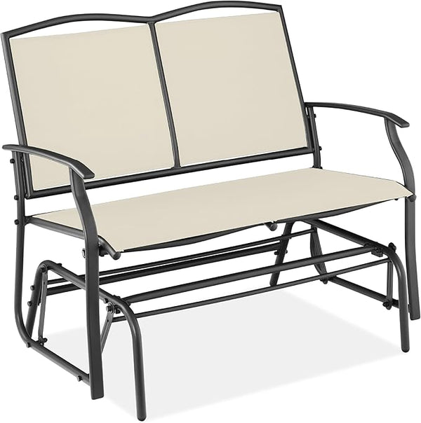 Best Choice Products 2-Person Outdoor Patio Swing Glider Steel Bench Loveseat Rocker for Deck, Porch w/Textilene Fabric - Photo 1