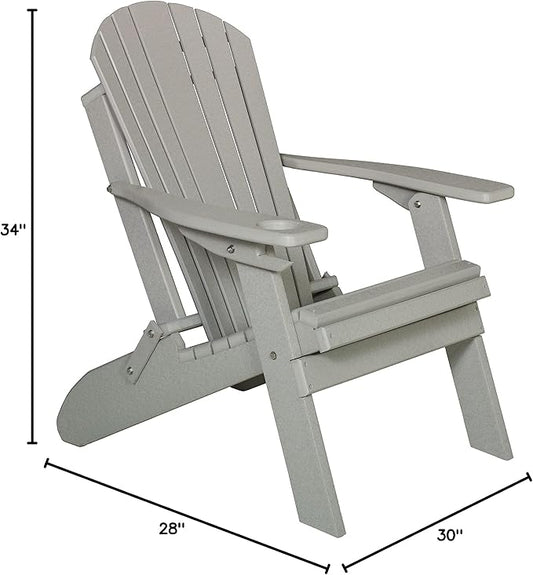 Furniture Barn USA Poly Folding Adirondack Chair, Light Gray