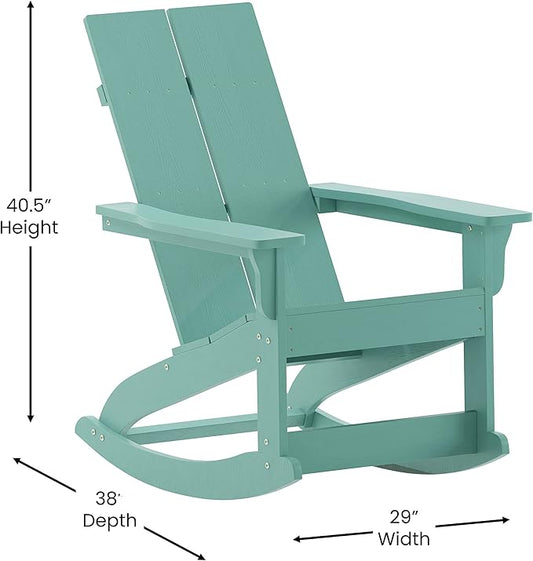 Taylor & Logan Ebbe Modern All-Weather 2-Slat Poly Resin Adirondack Chair in Sea Foam - Set of2