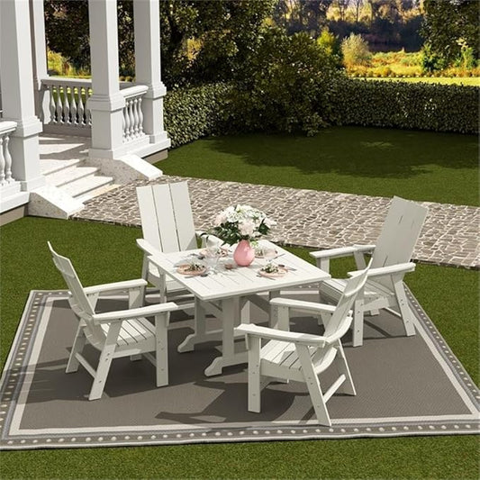 Costaelm Outdoor Adirondack Chair, HDPE Patio Balcony Chairs, Portside Seashell Nautical Curveback Adirondack Chair and Fire Pit Chairs, Sand