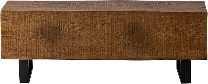 COSIEST Patio Log Bench, Rectangular MgO Garden Bench, 48.4 x 11.8” Outdoor Bench, Rustic Bench for Yard or Lawn(Color Walnut)