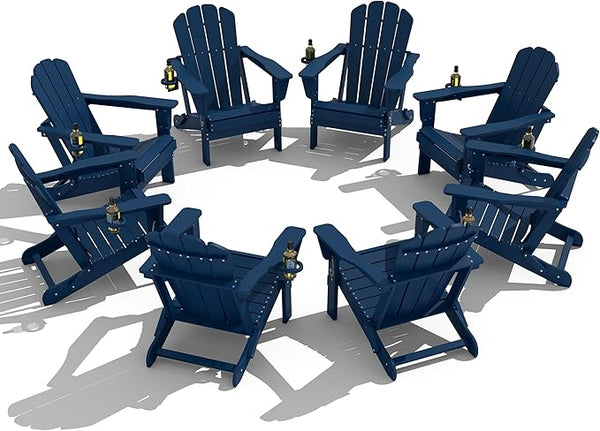 Domi Folding Adirondack Chair Set of 8, HDPE All-Weather Adirondack Chairs with Cup Holder - Photo 1