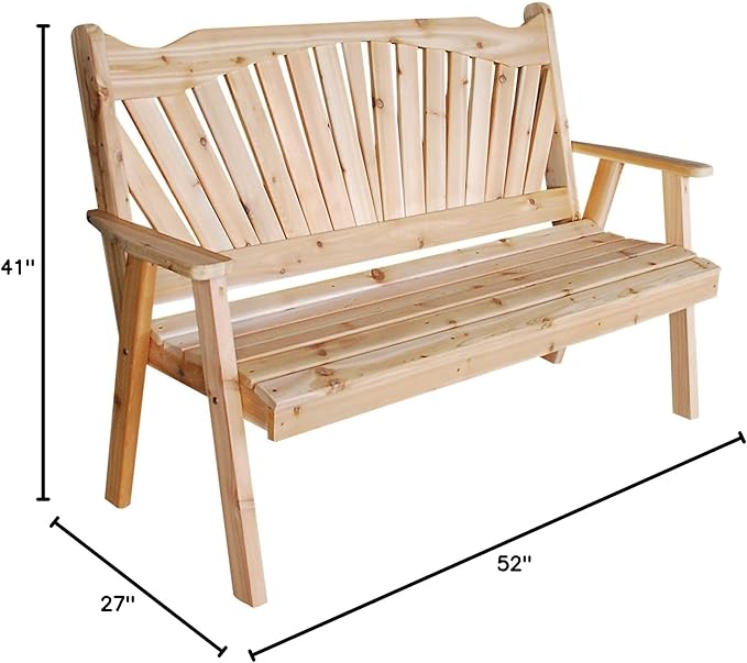 Furniture Barn USA Pine 4' Fanback Garden Bench, Unfinished