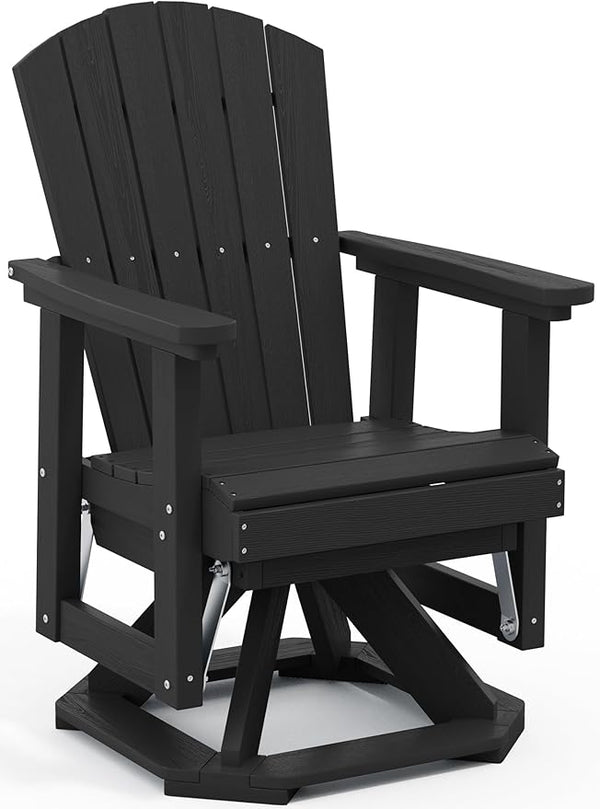 SERWALL Adirondack Swivel Glider Chair, HDPE All-Weather Patio Glider, 360 Degree Single Seat Glider Chair for Outdoor - Photo 1