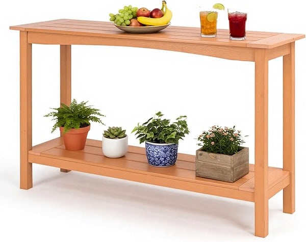 Outdoor Console Table, All-Weather Patio Console Table, 2-Tier OutsidePlant Stand Table, Low Maintenance - Photo 1