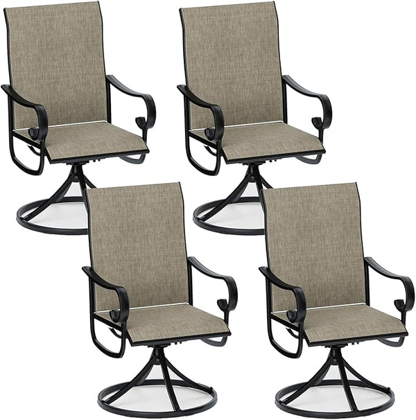 Patio Swivel Chairs Set of 4, Outdoor Dining Chairs with High Back - Photo 1