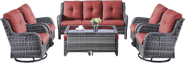Rilyson Patio Furniture Swivel Chairs Set - 8 PC Wicker Rattan Outdoor Sectional Conversation Sets with 4 Swivel - Photo 1