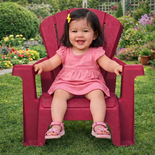 Little Tikes Kids Garden Chair 2 Pack in Red, Outdoor Toddler Activity Adirondack Chairs for Picnic, Garden, Patio, Backyard & Beach, Outdoor Chair Set