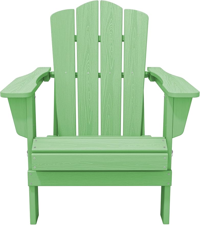 KINGYES Folding Adirondack Chair Set of 6, HDPE All-Weather Folding Adirondack Chair, Light Green
