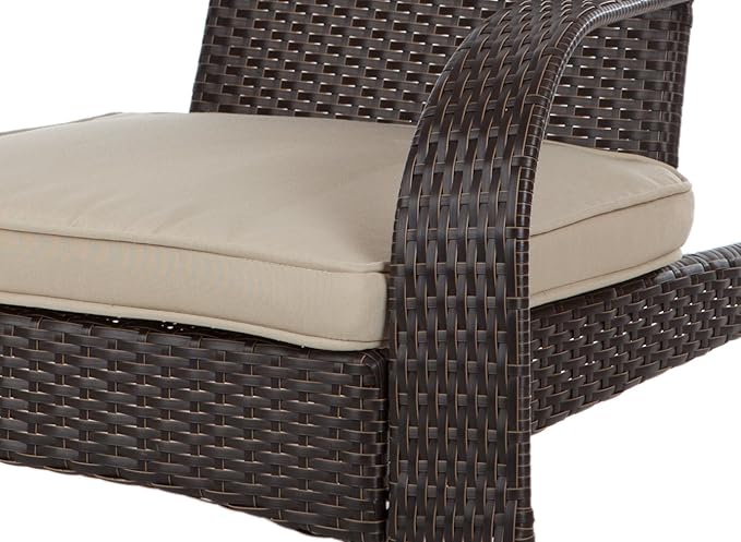 Balkene Home 61469 Coconino Wicker Lounge Chair All Weather Wicker Beige Cushion Armchair Lightweight Durable Adirondack Style Chair Beautiful Mocha Finish