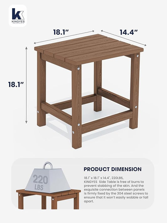 KINGYES Adirondack Outdoor Side Table, Brown