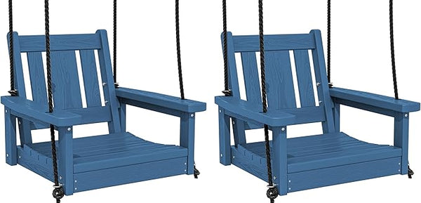 SERWALL HDPE Single Porch Swing Set of 2, Heavy Duty Single Person Swing Chair with 2 Polypropylene Hanging Ropes - Photo 1
