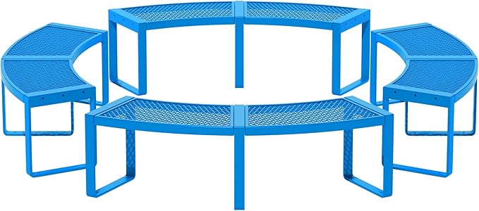 Heavy Duty Outdoor Curved Fire Pit Bench,Metal Outside Park Bench,Steel Backless Loveseat,Coated Mesh Commercial-Grade Seating for Patio, Porch, Garden, Deck, Yard, 1000 LBS Max Load