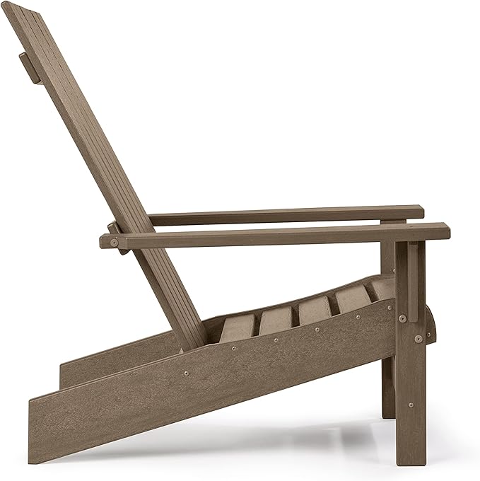 Keter Montauk Adirondack Chair with Weatherproof Finish, Outdoor Furniture for Entertaining by The Pool, Patio, and Fire Pit, Easy Assembly for Sturdy and Steady Outdoor Seating, Weatherwood