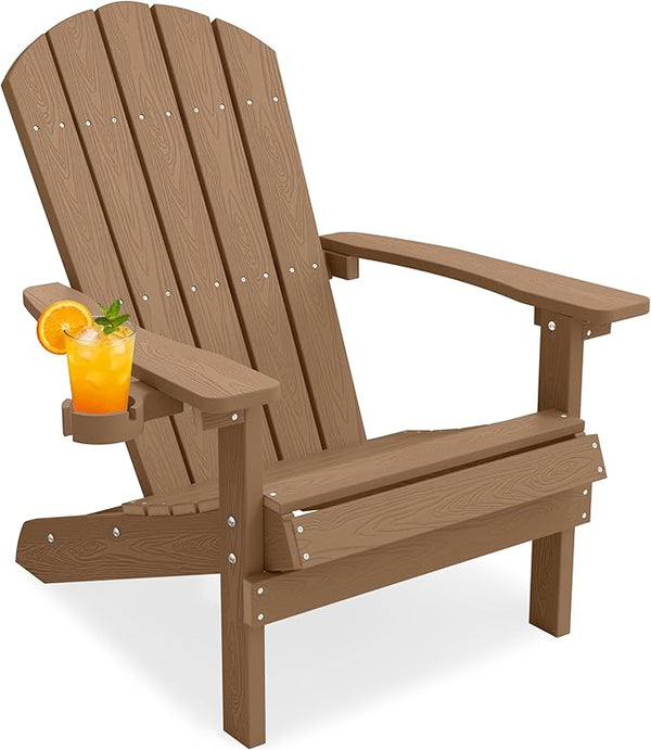 YEFU Adirondack Chair Weather Resistant: Outdoor Chair HIPS Plastic Adirondack Chairs - Patio Chairs with Cup Holder & - Photo 1