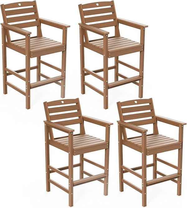 Patio Bar Table, Adirondack Chairs and Table 4 Pieces Set, Bar Height Chairs Set of 4, Outdoor Bar Stools Set - Photo 1