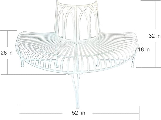 Hi-Line Gift Ltd. Semi-Circle White Metal Tree Wrap Garden Bench