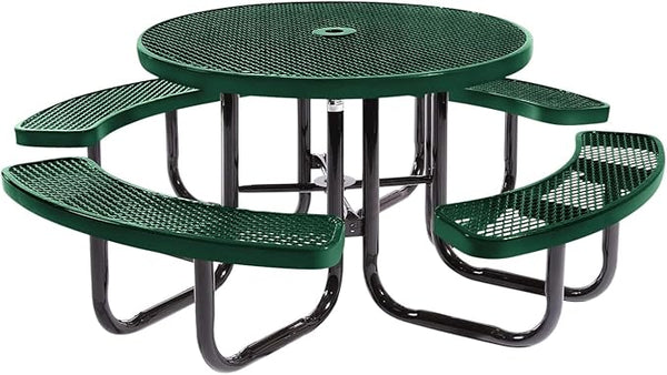 Coated Outdoor Furniture Heavy-Duty Portable Outdoor Picnic Table with Umbrella Hole - Photo 1