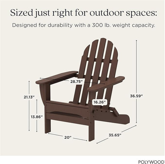 POLYWOOD AD5030MA Classic Folding Adirondack Chair, 35.00" x 29" x 35.00", Mahogany