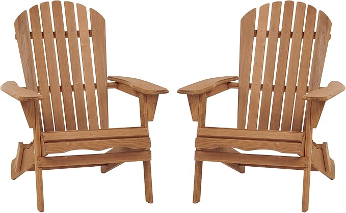 Premium Solid Wood Folding Adirondack Patio Chair Set for Outdoor Relaxation in Garden, Backyard, Porch and Poolside Lounging Comfort