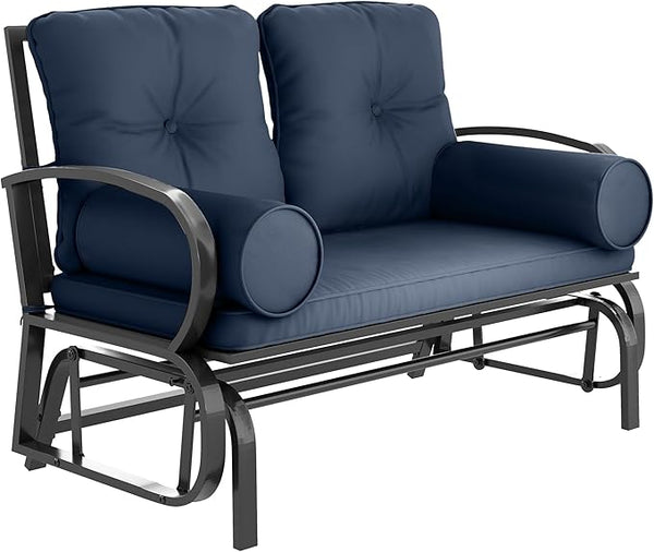 Outsunny Swing Glider Rocking Chair, Double Patio Bench, 2 Person Loveseat with Steel Frame, Cushions, Pillow Armrests - Photo 1