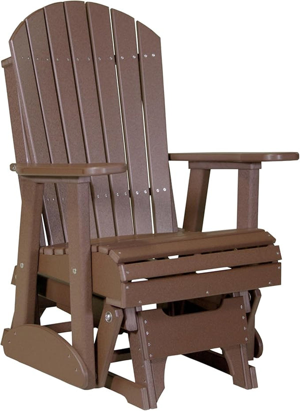 LuxCraft 2' Adirondack Glider Chair, Outdoor Patio Rocking Glider, Gliding Rocker for Outside (Chestnut Brown) - Photo 1