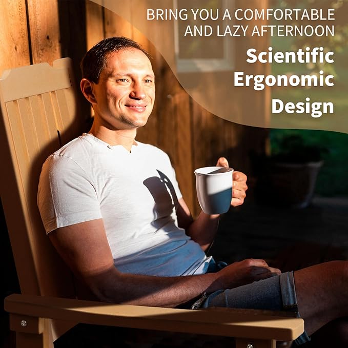 Outdoor Rocking Chairs Set of 2, Oversized All Weather High Back Porch Rocker, Patio Rockers for Outside