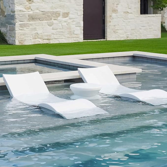 Oasis Chaise Lounger Set - Includes 2 Chaises + 1 Side Table (no Hole) - Inside Pool & Sun Shelf Lounge Chair - Designed for Shallow Shelves Up to 9” - No Metal - Safe for All Pools - All Weather
