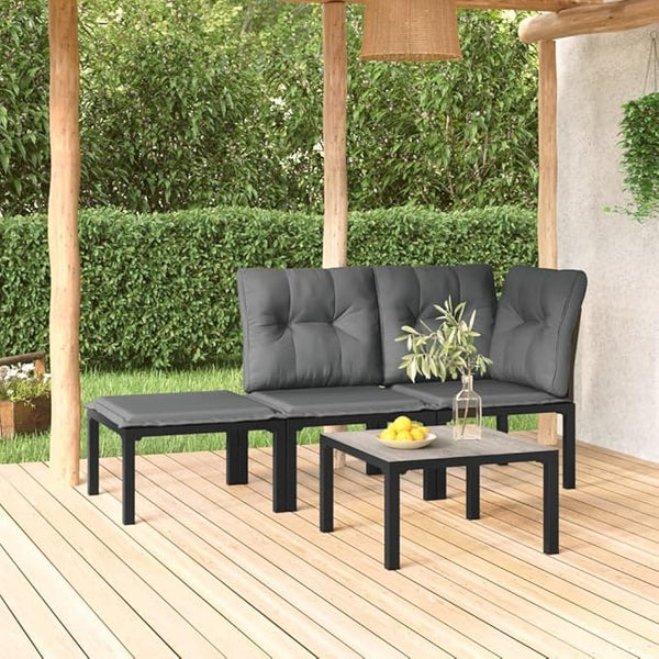 4 Piece Patio Lounge Set Outdoor Black Wicker Modular Sectional Conversation Furniture 21.7 x 21.7 in Corner Chair for - Photo 1